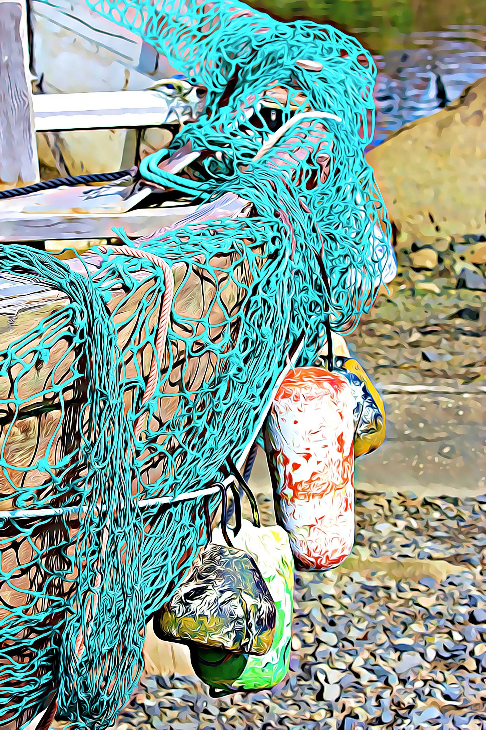 Fishing Boat with Green Net Photo Print