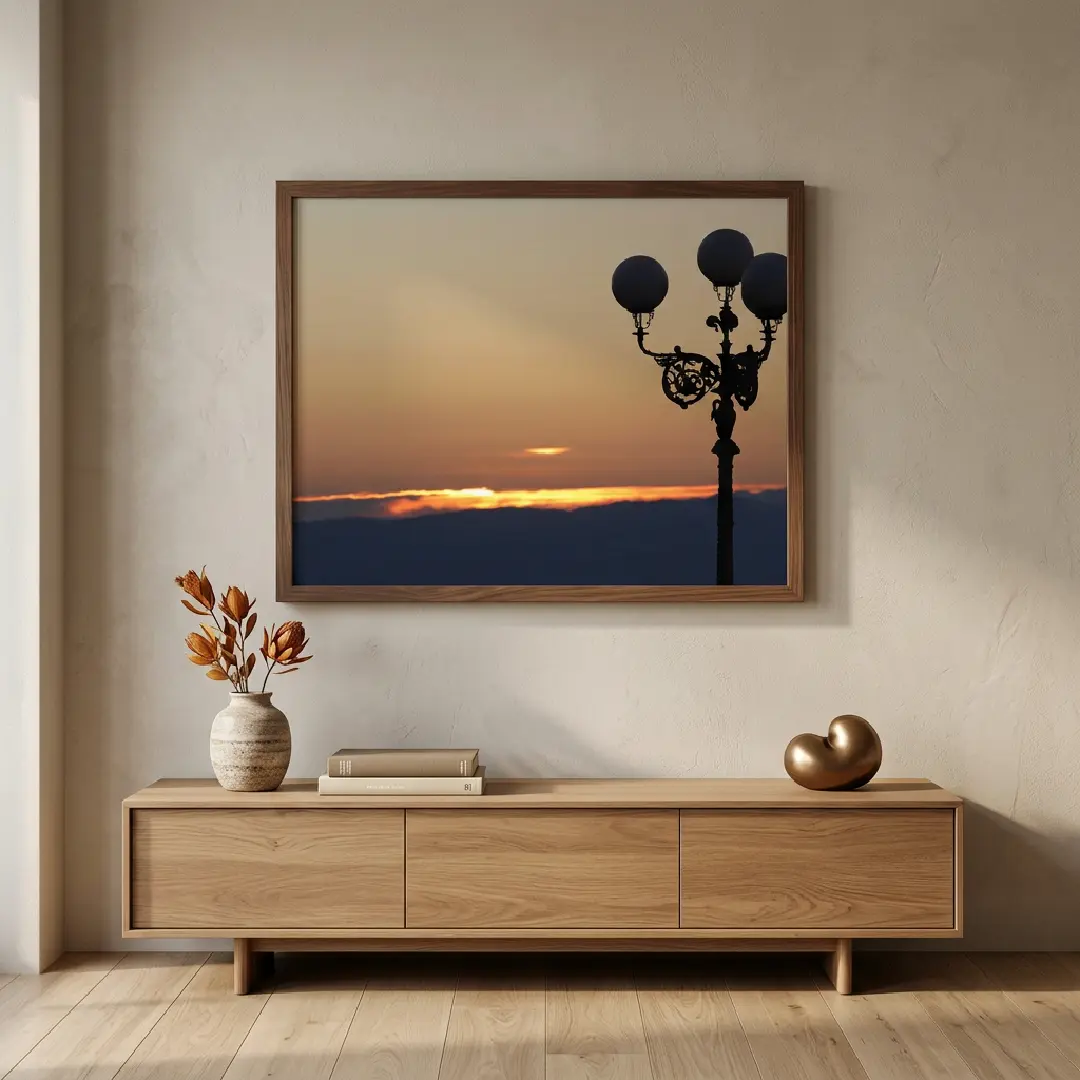 Lamp Post Sunset – Beautiful Sunset Landscape Photography Print